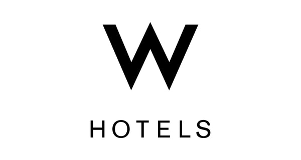 The W Hotels logo, featuring a bold black stylized letter 'W' above the word 'HOTELS' in a clean sans-serif font, centered on a plain white background.