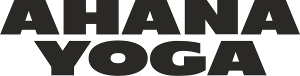 Black 'AHANA YOGA' logo on a white background