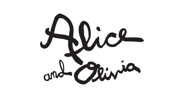 Black handwritten script reading 'Alice and Olivia' on a plain white background.